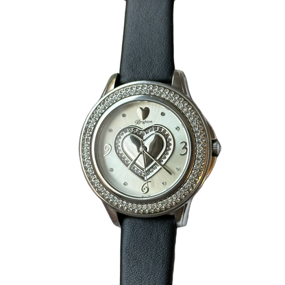 Reloj Brighton Carlsbad Mujer Grande Corazón en Relieve y Cristales Año 2010 ÚNICO