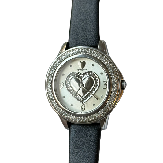 Reloj Brighton Carlsbad Mujer Grande Corazón en Relieve y Cristales Año 2010 ÚNICO
