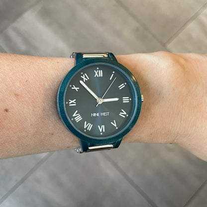 Reloj Nine West Mujer Años 2010s Teal Full Set 37mm