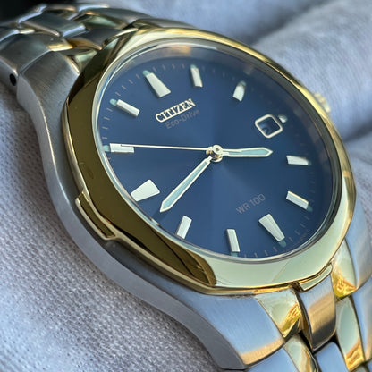 Reloj Citizen Eco-Drive Hombre NOS Azul 2000s SOLAR two tone