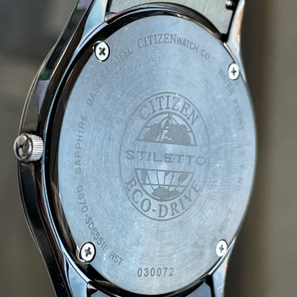 Reloj Citizen Stiletto Hombre 2010 Eco-Drive SOLAR Zafiro Blackout NOS