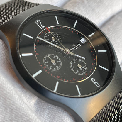 Reloj Skagen Denmark Hombre Negro 2010´s Mesh Cronógrafo 39mm