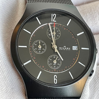 Reloj Skagen Denmark Hombre Negro 2010´s Mesh Cronógrafo 39mm