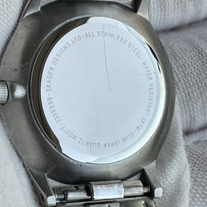 Reloj Skagen Denmark Mujer 2000s Negro Malla Acero Caja Original