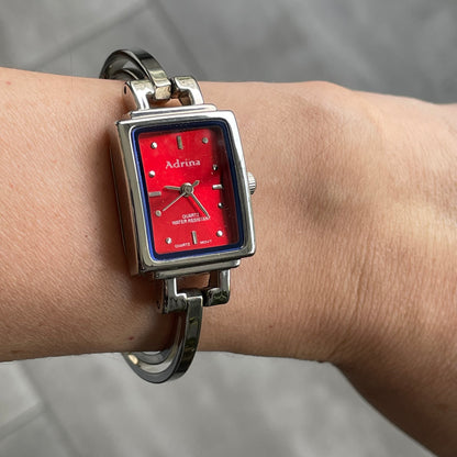 Reloj Joya Adrina Mujer ETA Suiza Dial Rojo Años 90s