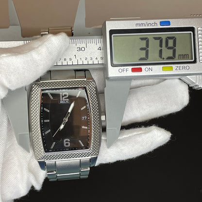 Reloj Relic by Fossil Hombre Año 2007 NOS Acero Tonneau ÚNICO