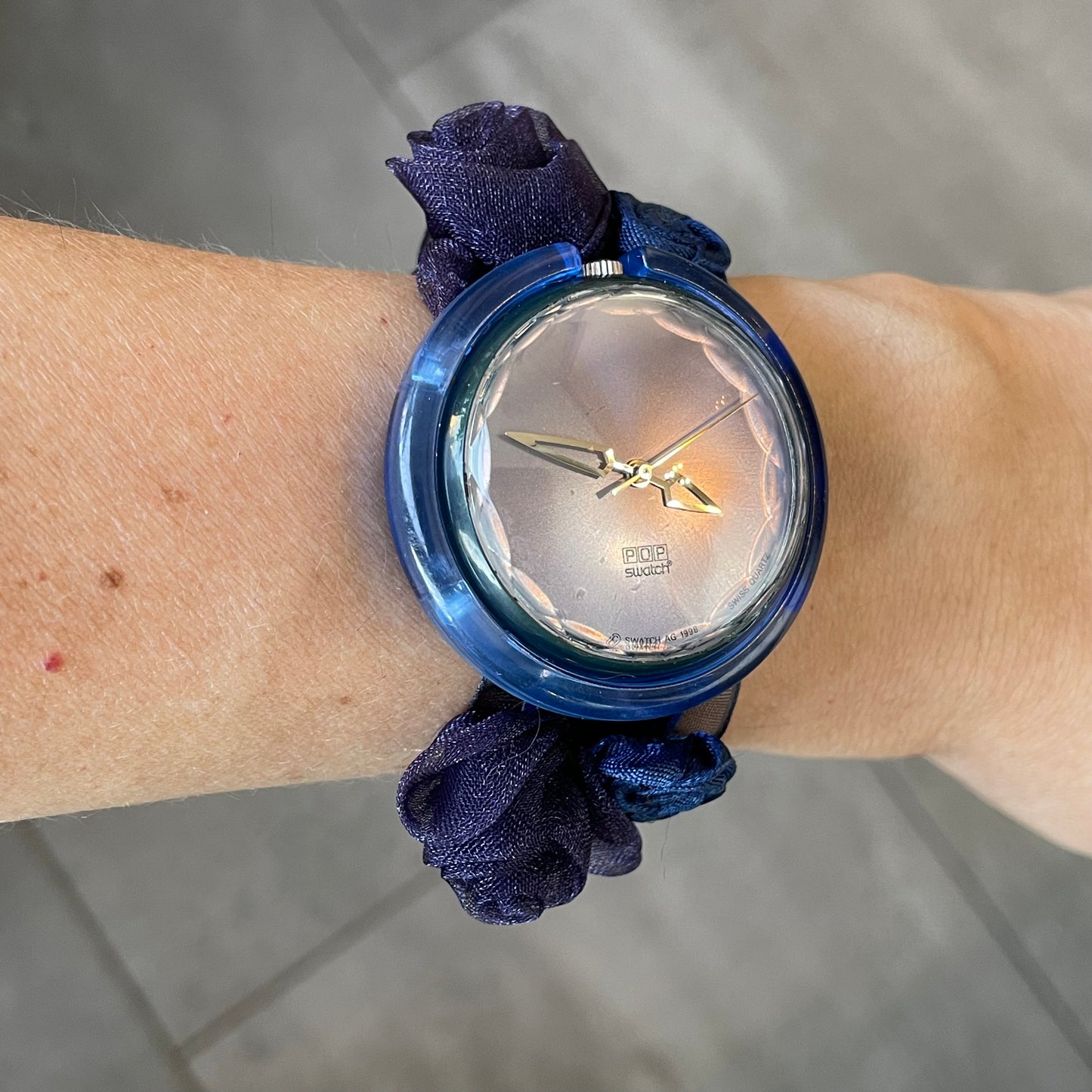 Reloj Swatch Pop King Blue Mujer Año 1998 Correa Floral Raro