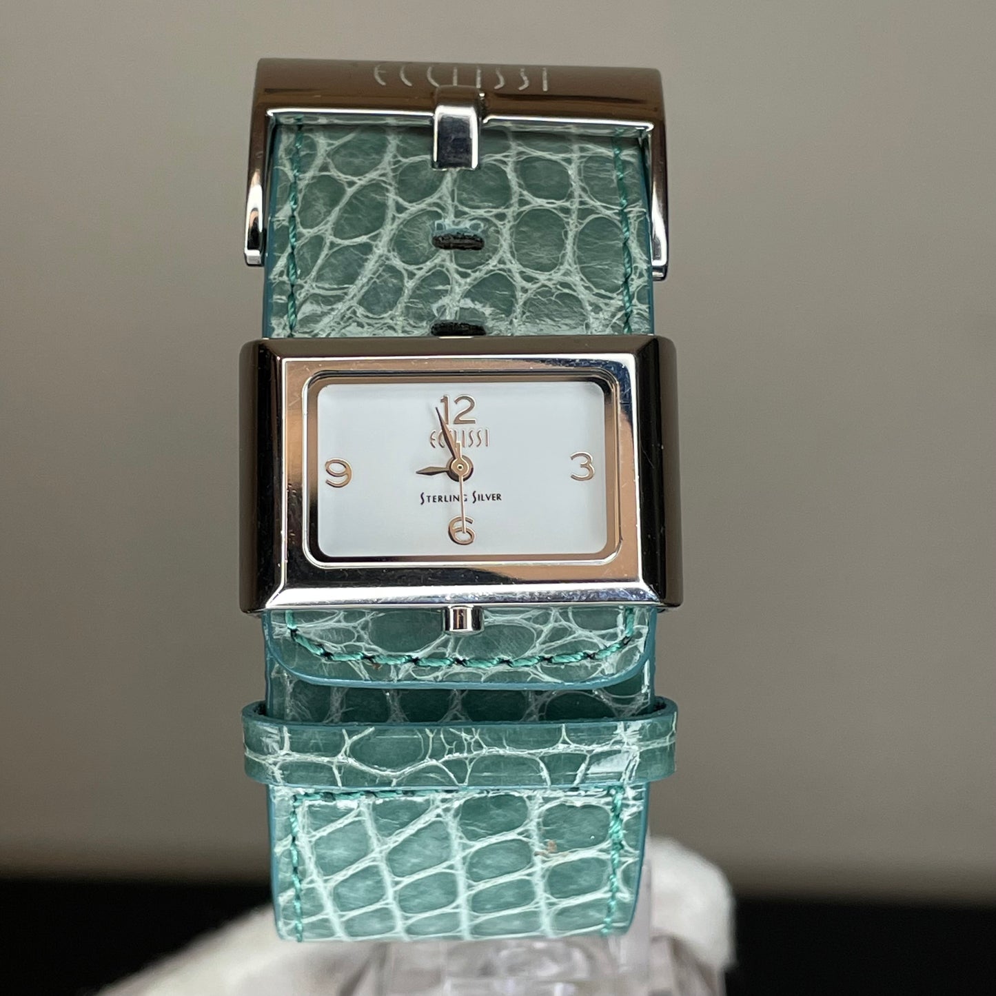 Reloj Ecclissi Mujer Años 2000´s Plata 925 NOS Correa Verde Exclusivo RARO
