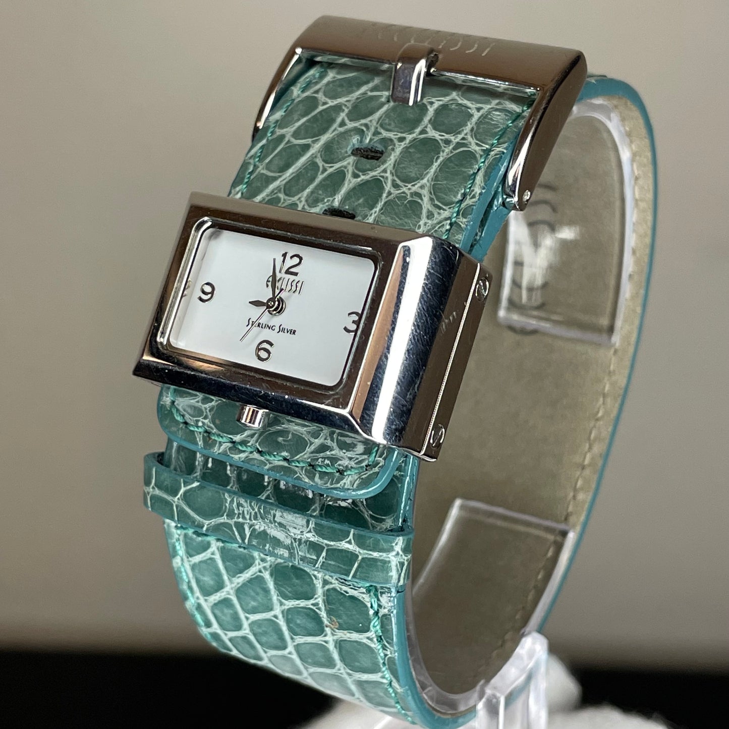 Reloj Ecclissi Mujer Años 2000´s Plata 925 NOS Correa Verde Exclusivo RARO