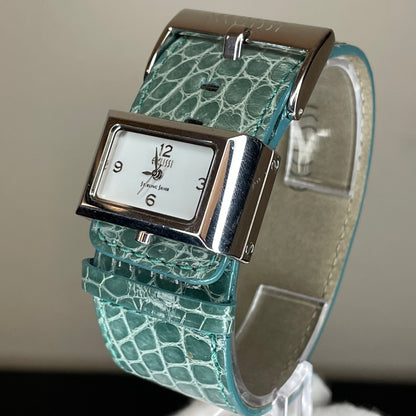 Reloj Ecclissi Mujer Años 2000´s Plata 925 NOS Correa Verde Exclusivo RARO