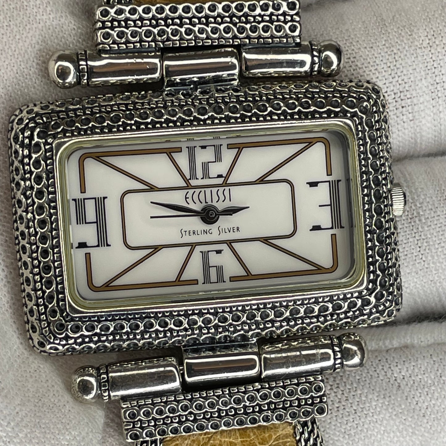 Reloj Ecclissi Plata Esterlina 925 Mujer Art Deco Rectangular Año 2001