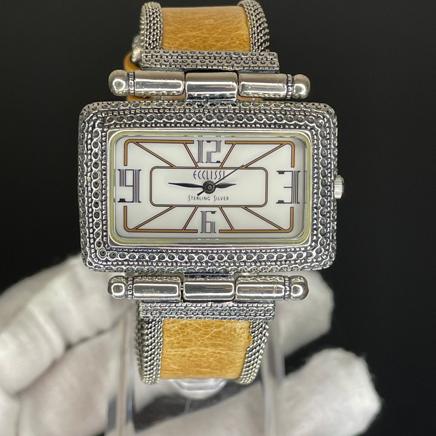 Reloj Ecclissi Plata Esterlina 925 Mujer Art Deco Rectangular Año 2001