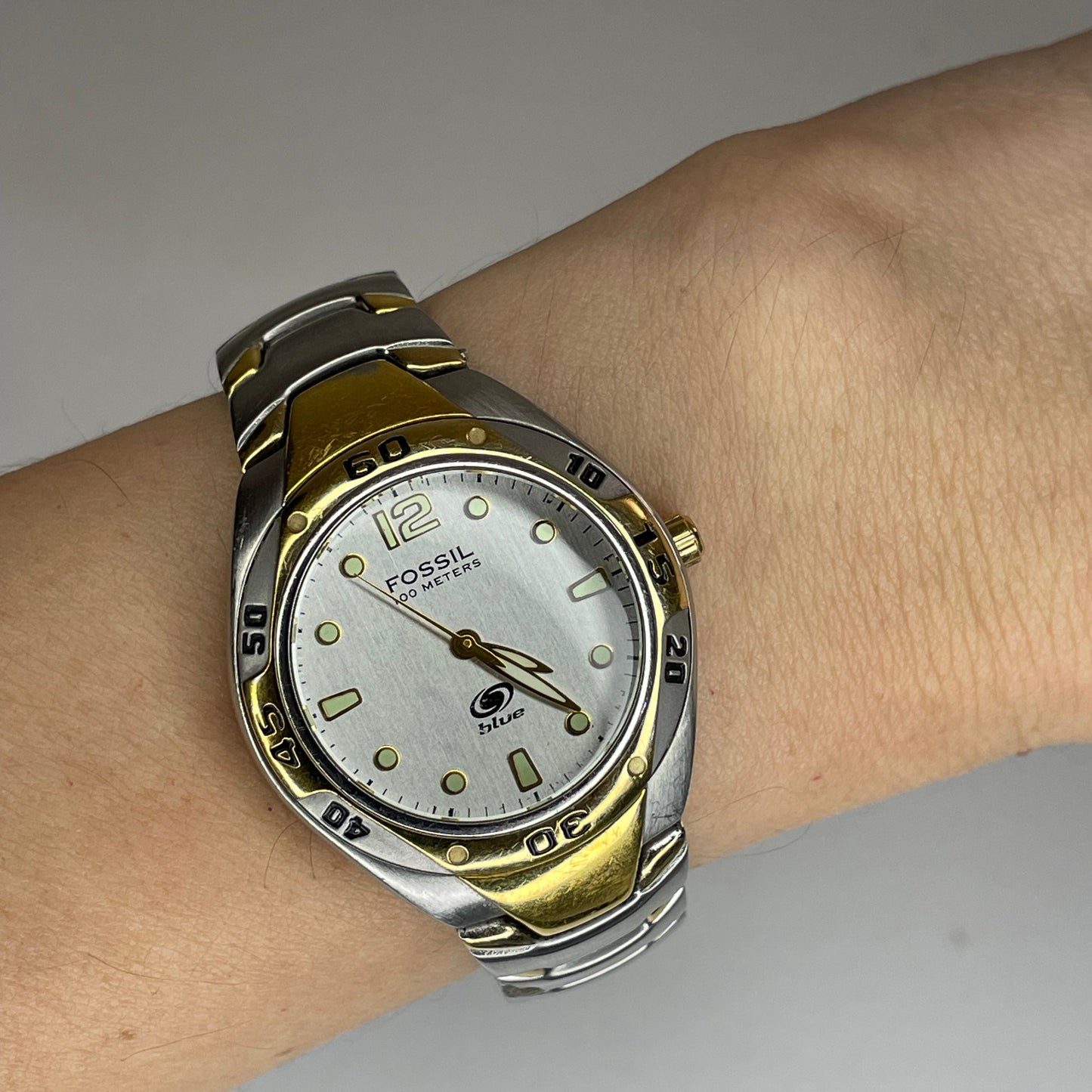 Reloj Fossil Blue Mujer WM3429 Bicolor Año 2003 esfera cepillada plateada