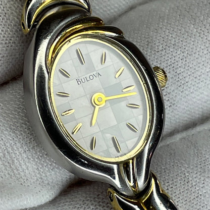 Reloj Joya Bulova Mujer Ovalado Bicolor Años 2000 Art Nouveau