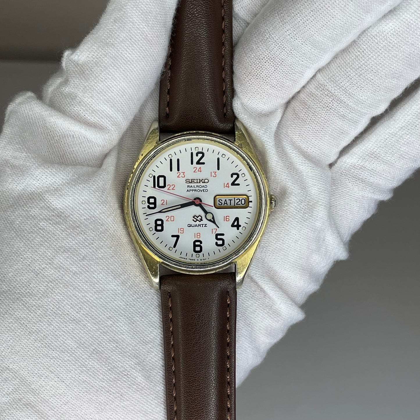 Reloj Seiko SQ Railroad Approved 7546-8069 Agosto 1979 Japón ÚNICO