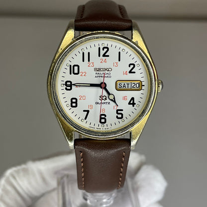 Reloj Seiko SQ Railroad Approved 7546-8069 Agosto 1979 Japón ÚNICO