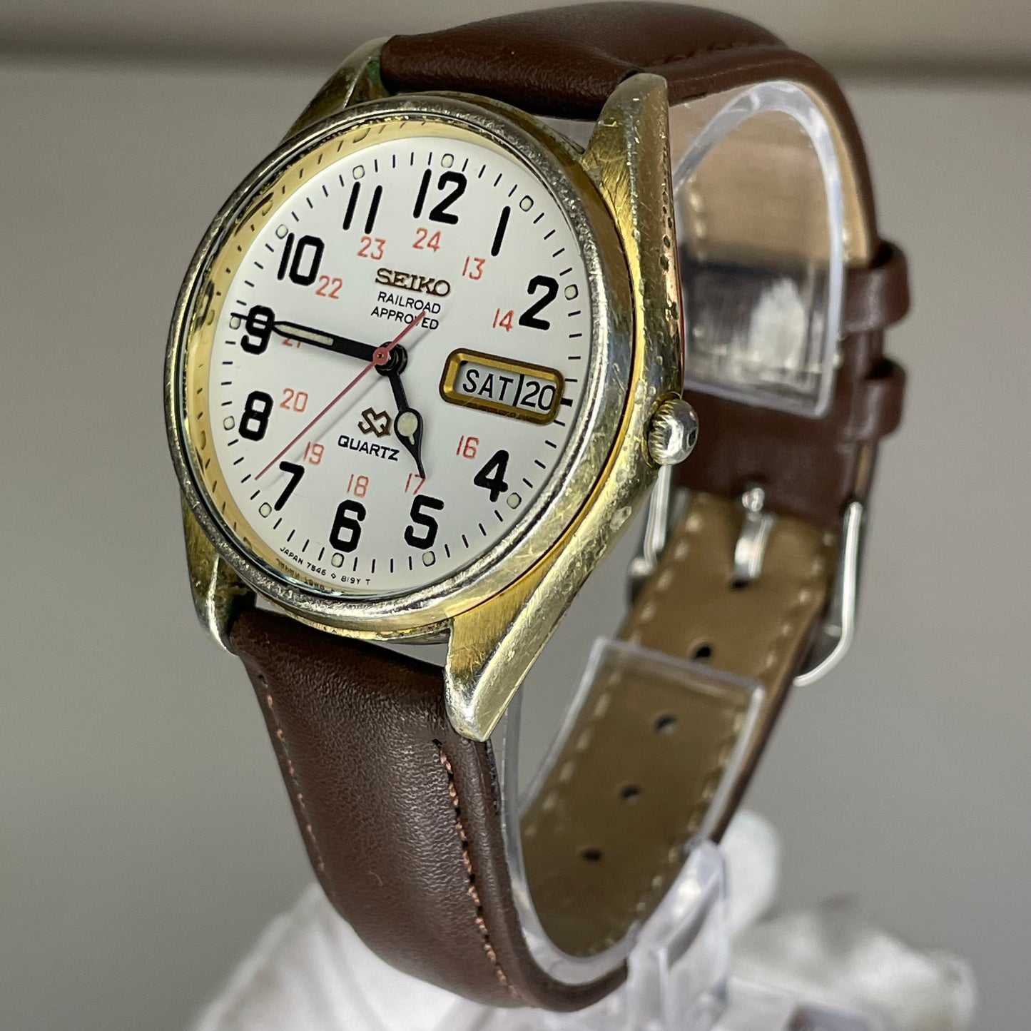 Reloj Seiko SQ Railroad Approved 7546-8069 Agosto 1979 Japón ÚNICO