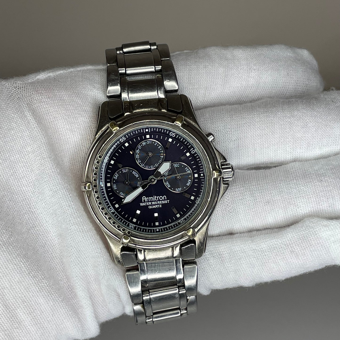 Reloj Armitron Multifunction Blue Dial Calendar Año 2001 Original 40 mm MUY ESCASO