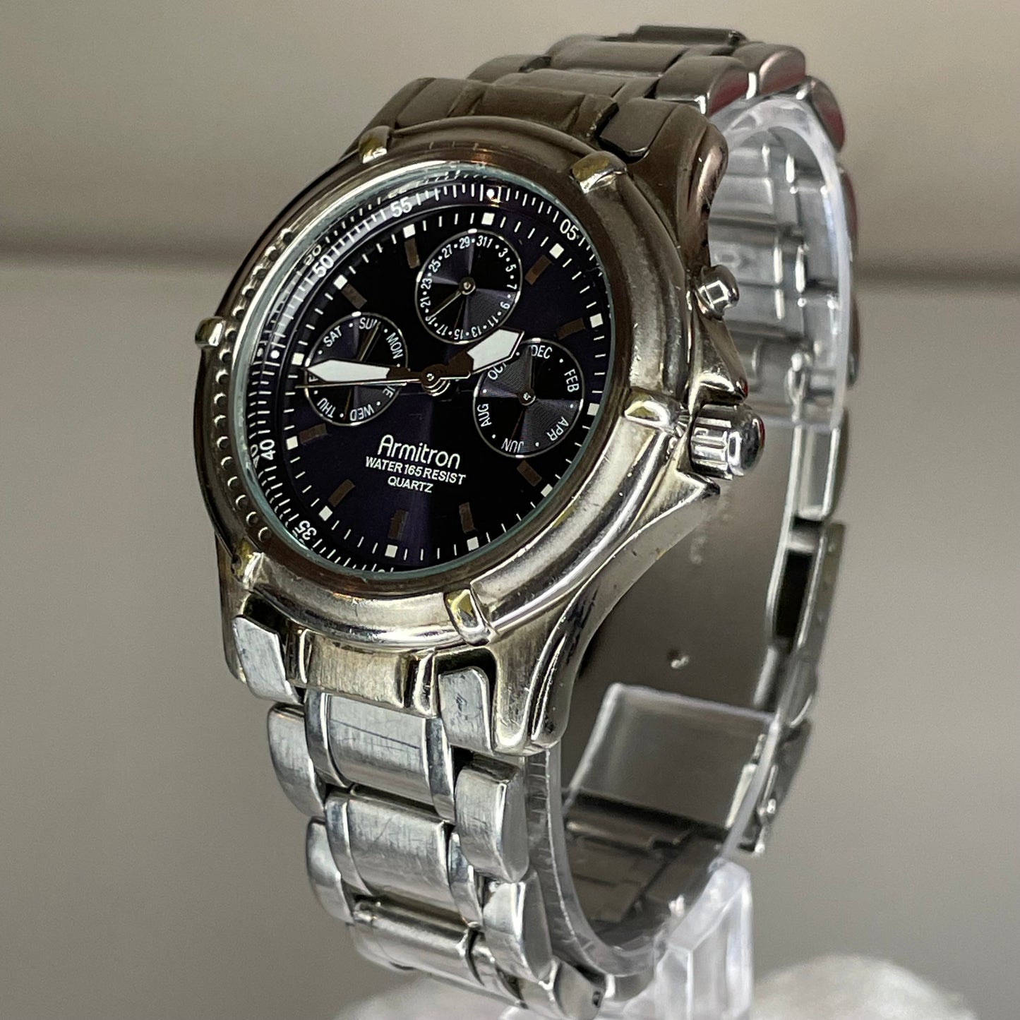 Reloj Armitron Multifunction Blue Dial Calendar Año 2001 Original 40 mm MUY ESCASO