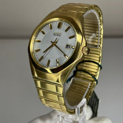 Reloj Citizen Eco-Drive SOLAR Gold Tone Años 2000 Muñeca grande