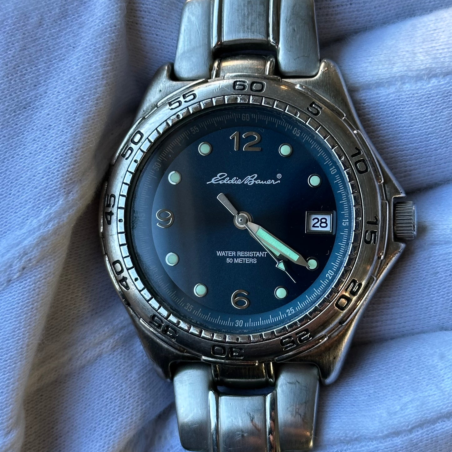 Reloj Eddie Bauer Hombre Año 1998 Acero Azul 42mm