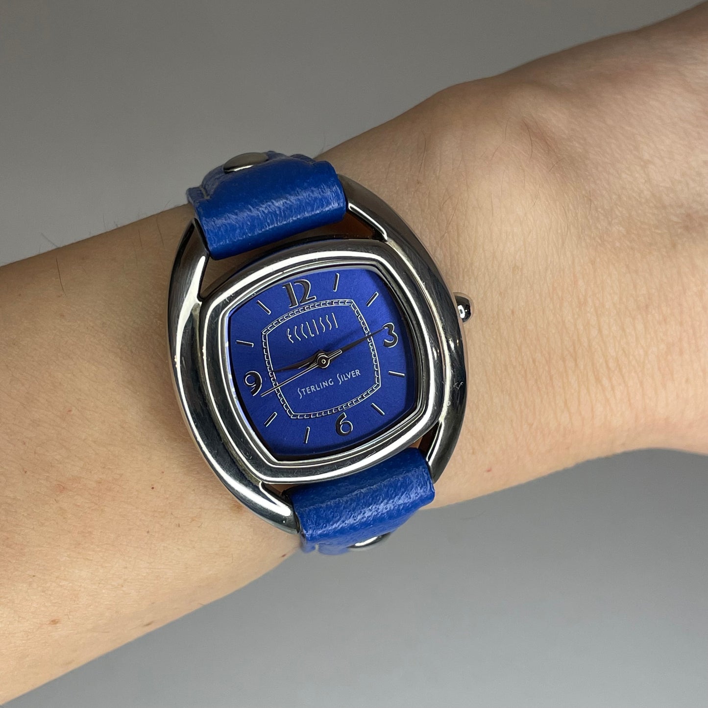 Reloj de plata maciza Ecclissi Sterling Silver 925 / Caja y hebilla de plata AZUL ÚNICO