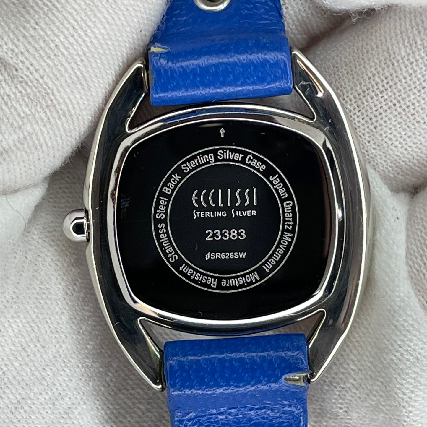 Reloj de plata maciza Ecclissi Sterling Silver 925 / Caja y hebilla de plata AZUL ÚNICO