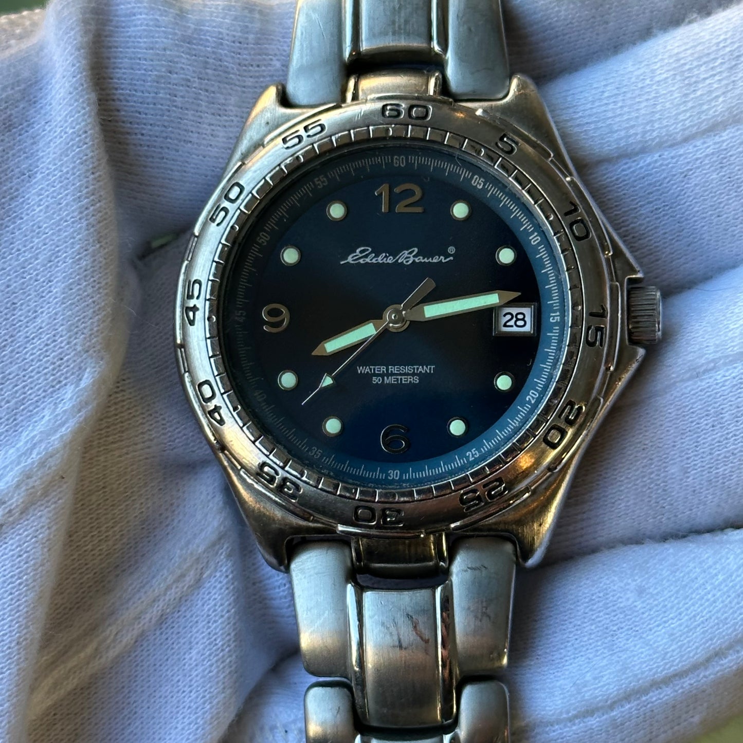 Reloj Eddie Bauer Hombre Año 1998 Acero Azul 42mm