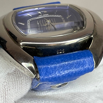 Reloj de plata maciza Ecclissi Sterling Silver 925 / Caja y hebilla de plata AZUL ÚNICO