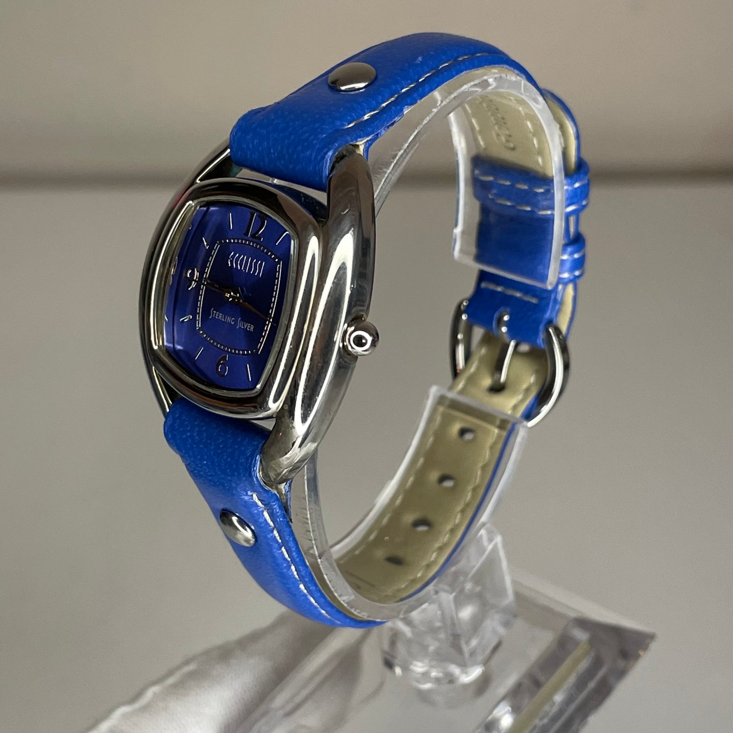 Reloj de plata maciza Ecclissi Sterling Silver 925 / Caja y hebilla de plata AZUL ÚNICO