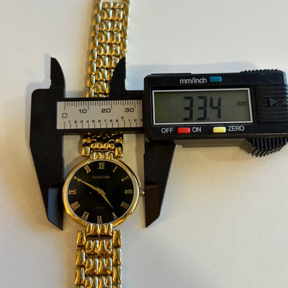 Reloj Achkar Mujer Años 90's Ultrafino Dorado Negro ÚNICO