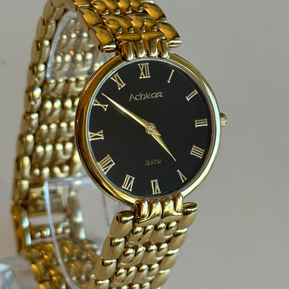 Reloj Achkar Mujer Años 90's Ultrafino Dorado Negro ÚNICO