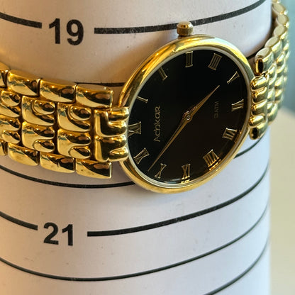 Reloj Achkar Mujer Años 90's Ultrafino Dorado Negro ÚNICO