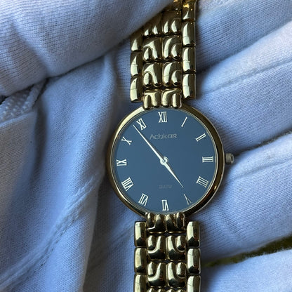 Reloj Achkar Mujer Años 90's Ultrafino Dorado Negro ÚNICO