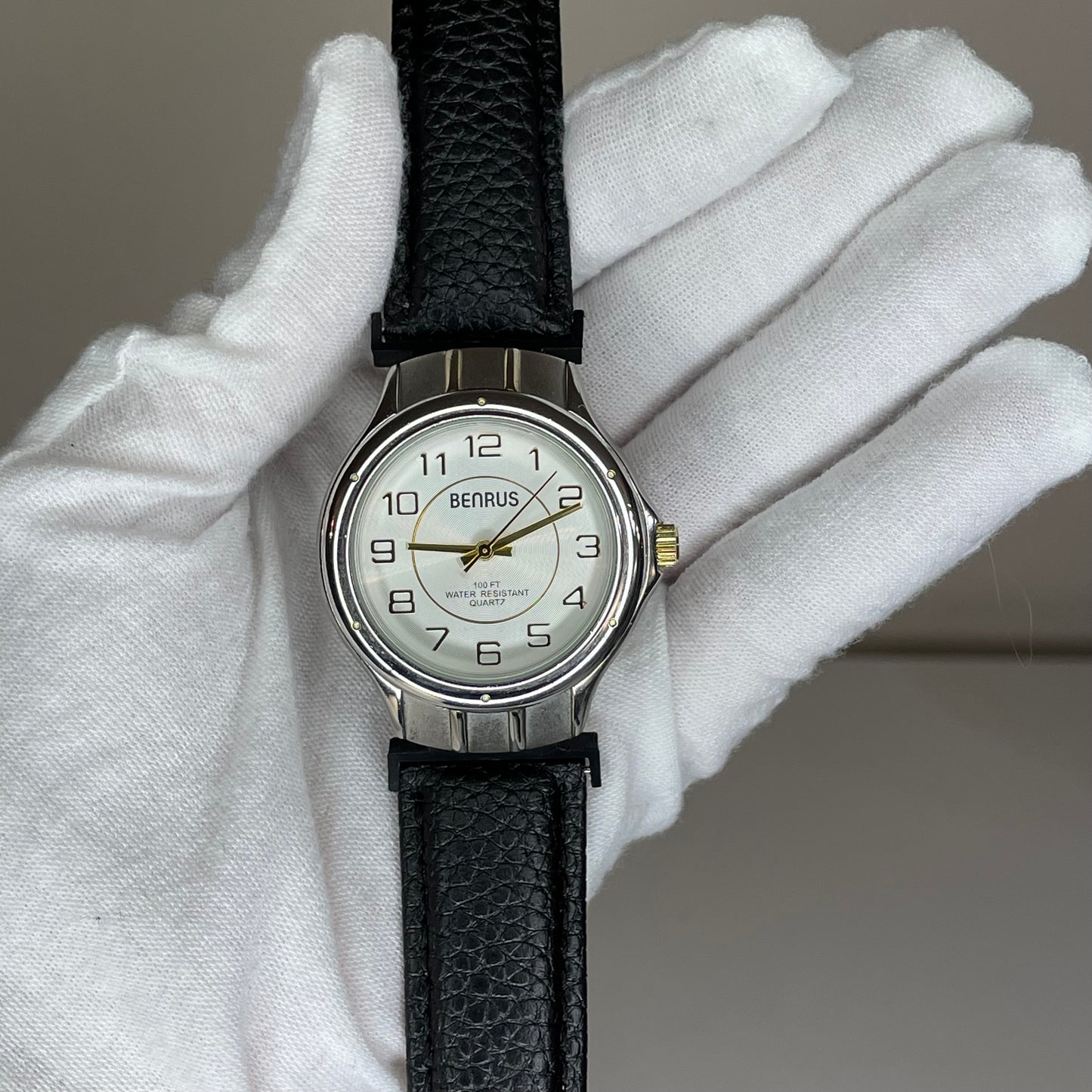 Reloj Benrus Hombre Esfera Plateada Concéntrica Año 1998 Correa Nueva