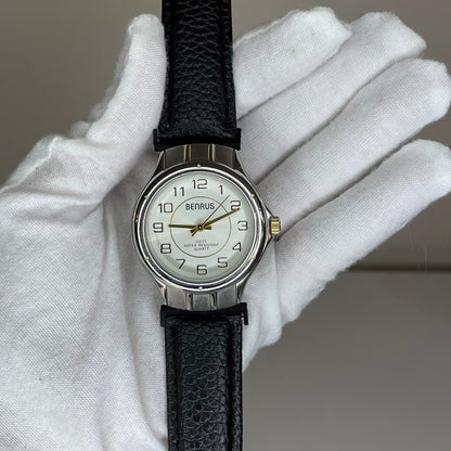 Reloj Benrus Hombre Esfera Plateada Concéntrica Año 1998 Correa Nueva