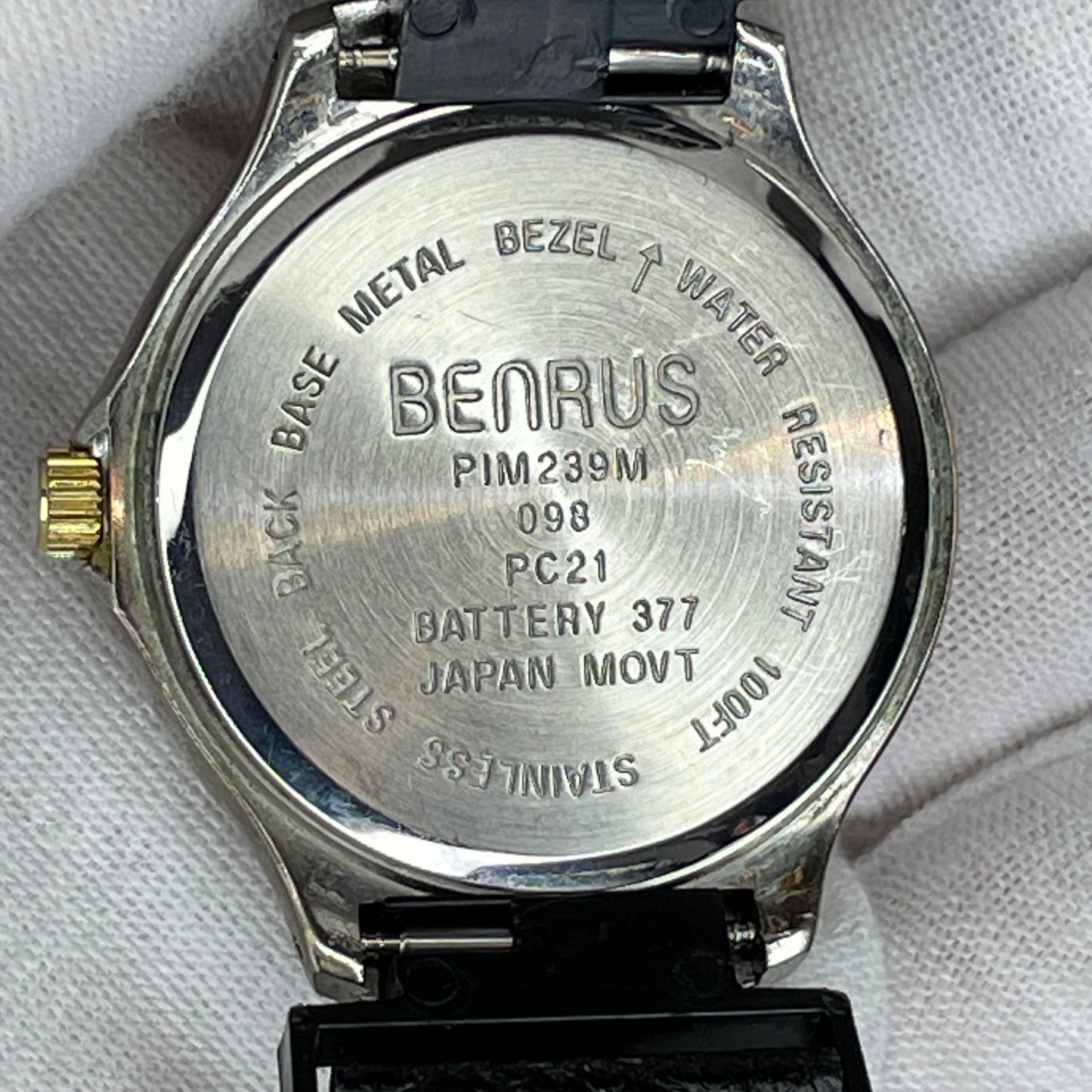 Reloj Benrus Hombre Esfera Plateada Concéntrica Año 1998 Correa Nueva