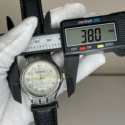 Reloj Benrus Hombre Esfera Plateada Concéntrica Año 1998 Correa Nueva