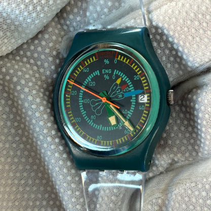Reloj Swatch Rotor GS400 Unisex 1986 Swiss Pulsera transparente