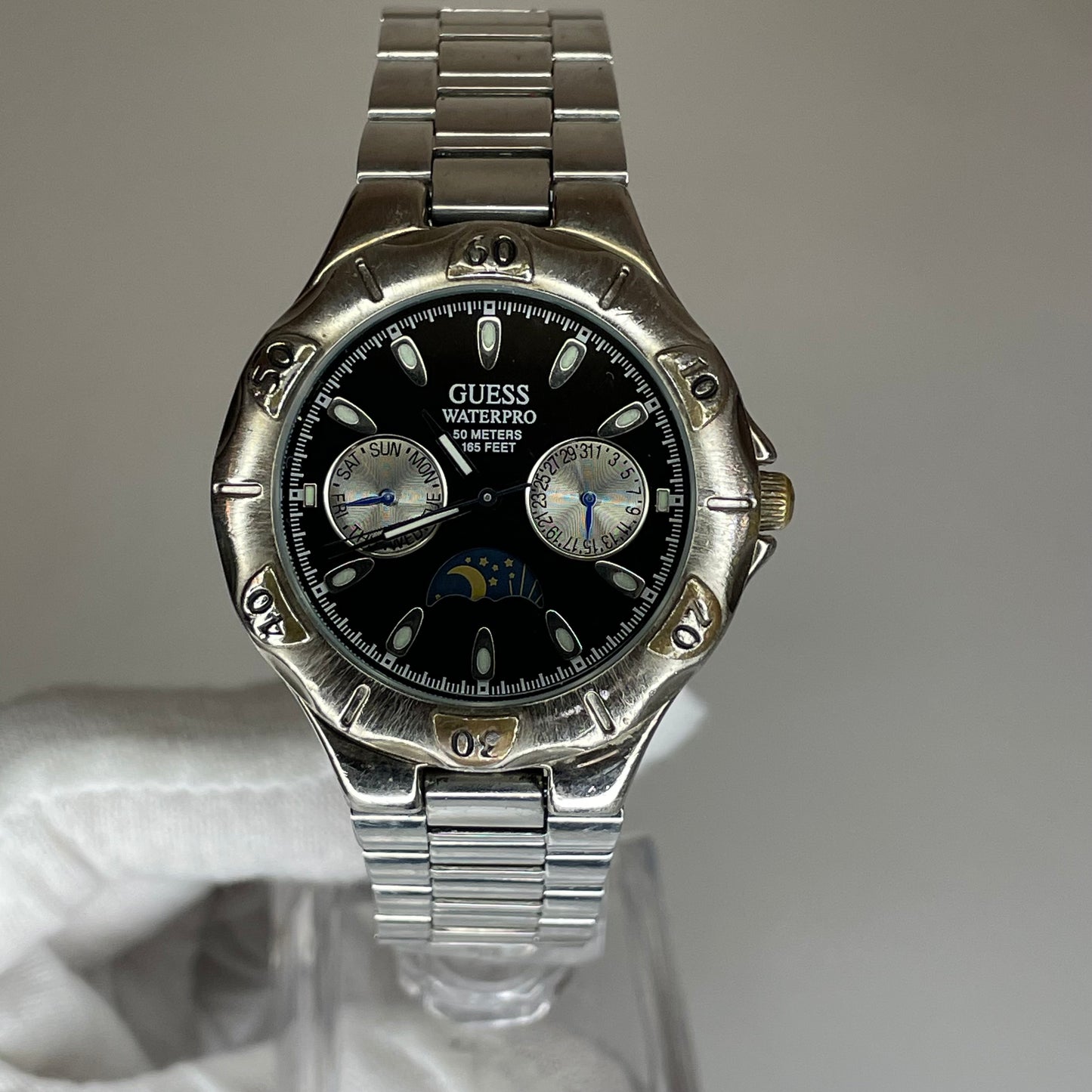 Reloj Guess Waterpro Multifunción Day-Date 1996 Moonphase Style 35mm