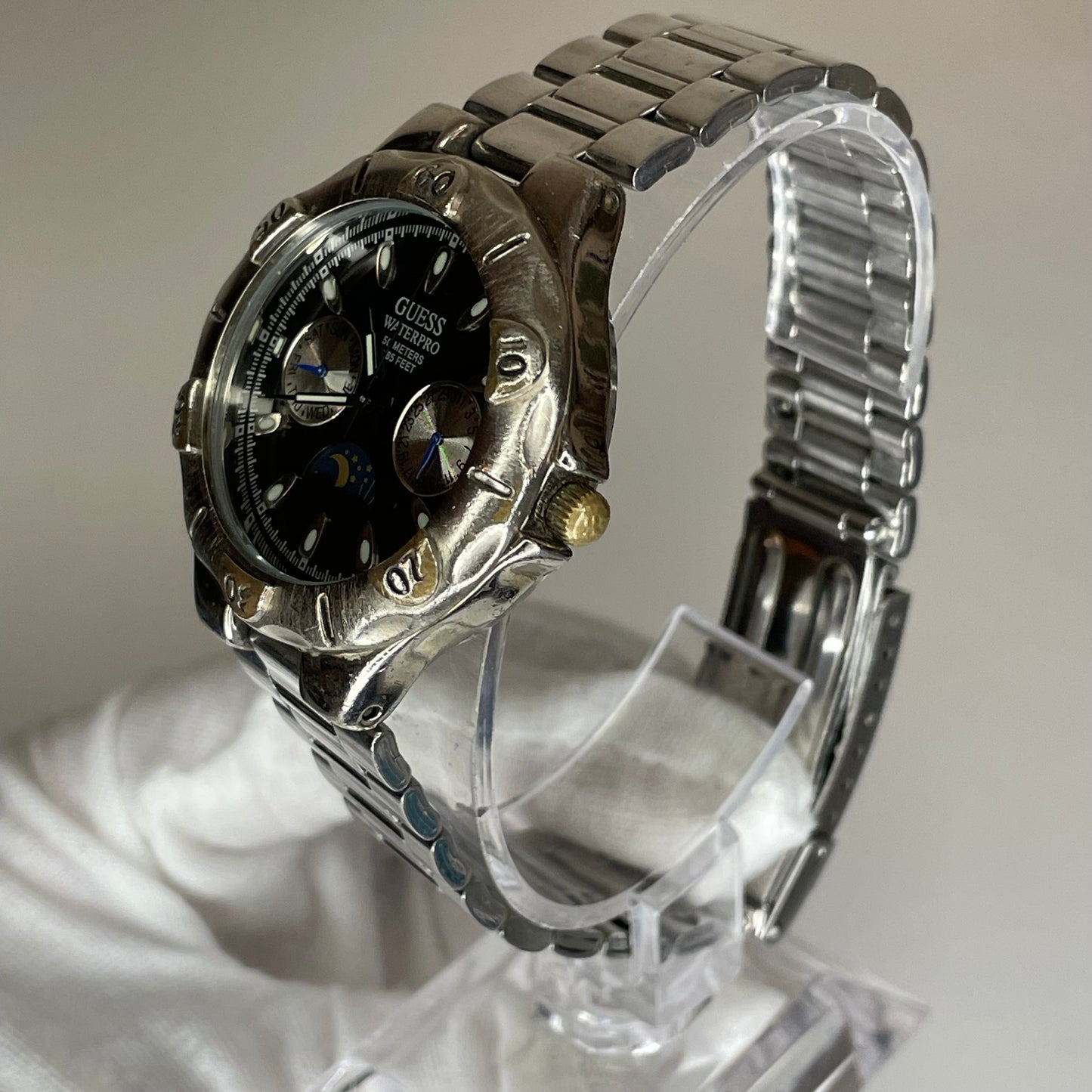 Reloj Guess Waterpro Multifunción Day-Date 1996 Moonphase Style 35mm