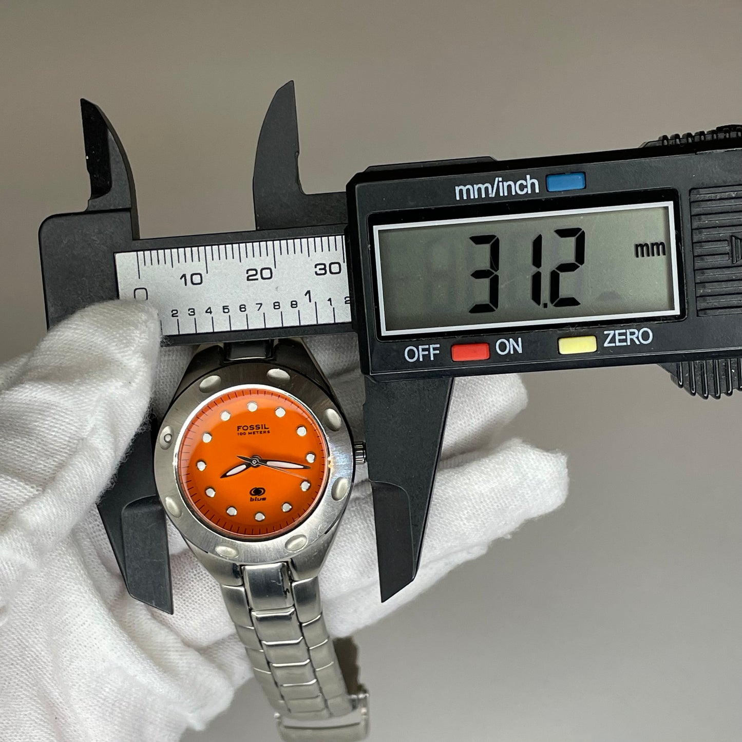 Reloj Fossil Mujer Blue AM-3354 Orange Dial 100M Año 2003