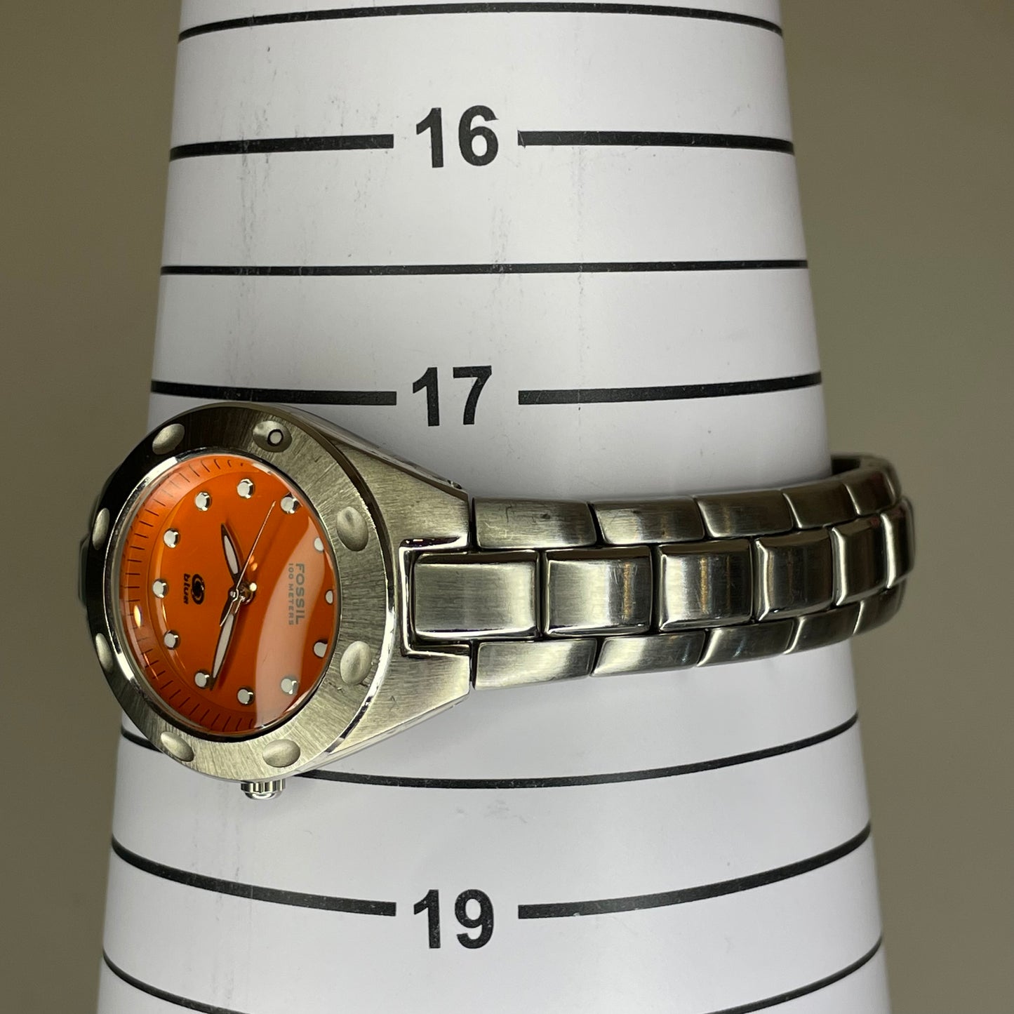Reloj Fossil Mujer Blue AM-3354 Orange Dial 100M Año 2003