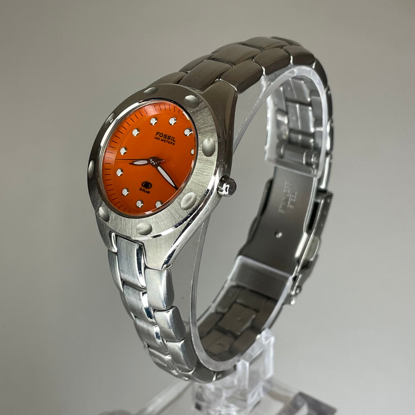 Reloj Fossil Mujer Blue AM-3354 Orange Dial 100M Año 2003