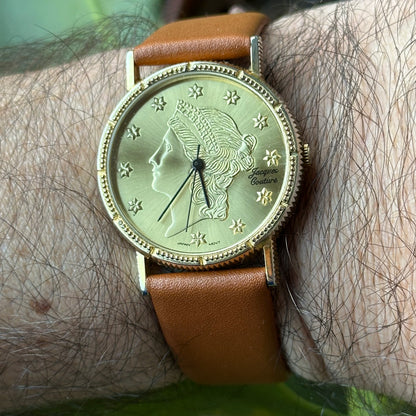 Reloj Jacques Couture Unisex Años 90s Dial Relieve Moneda 32mm