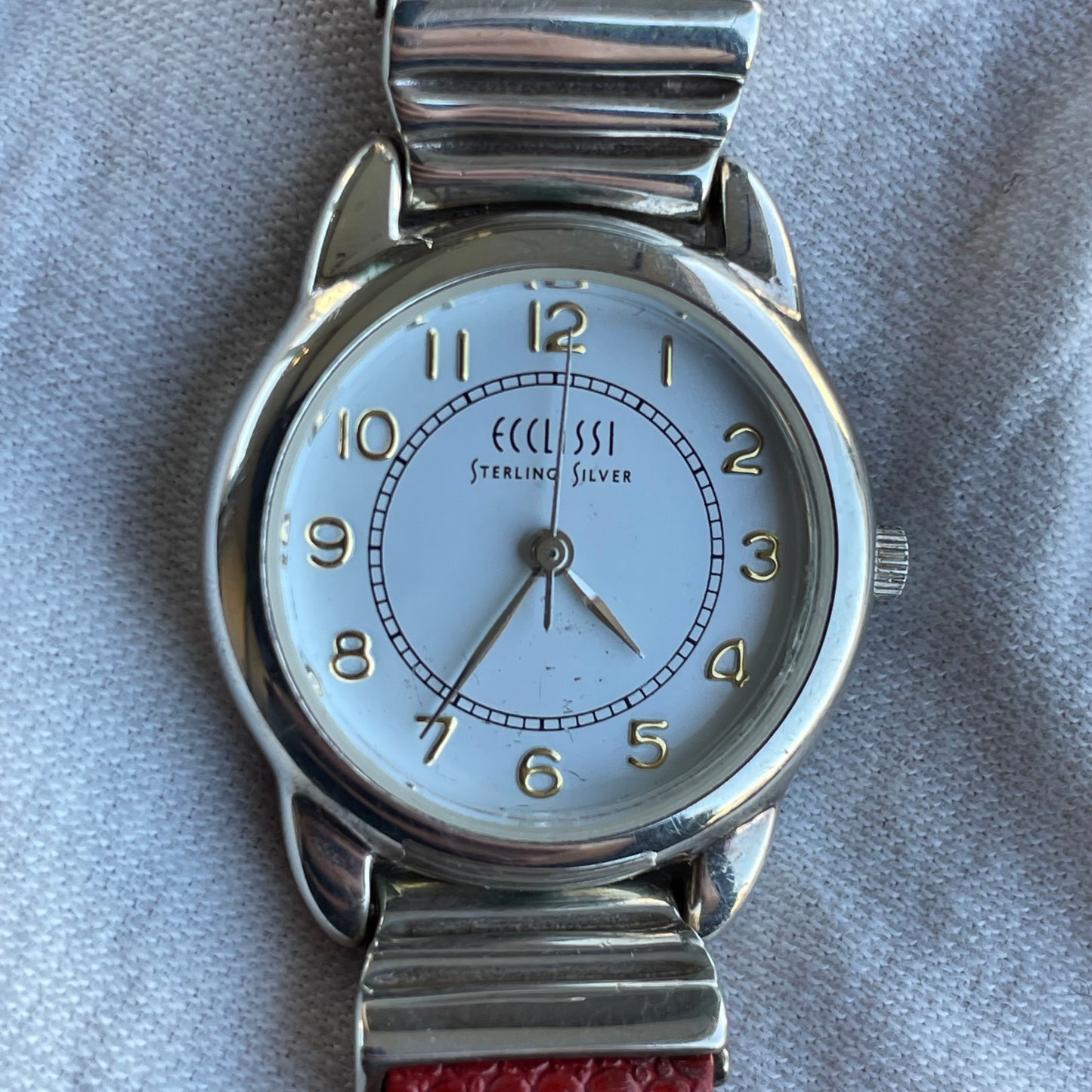 Reloj Ecclissi Mujer Plata 925 Madreperla Rojo Hebilla Plata Pieza Única