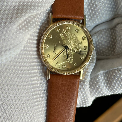 Reloj Jacques Couture Unisex Años 90s Dial Relieve Moneda 32mm