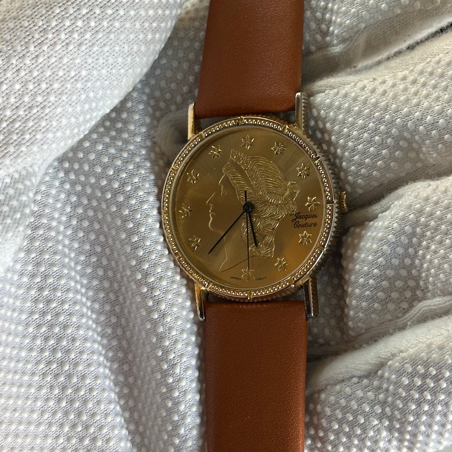 Reloj Jacques Couture Unisex Años 90s Dial Relieve Moneda 32mm