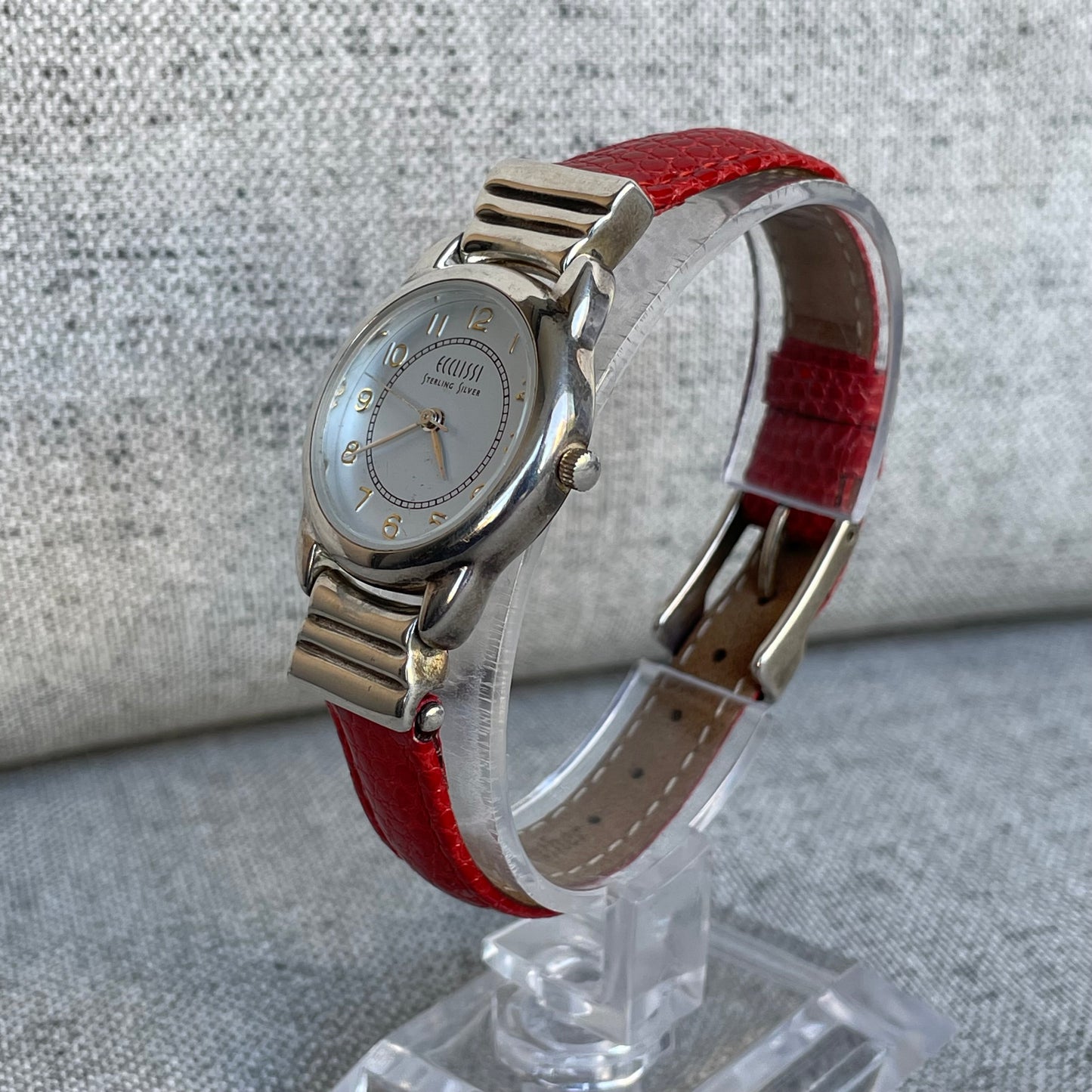 Reloj Ecclissi Mujer Plata 925 Madreperla Rojo Hebilla Plata Pieza Única