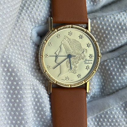 Reloj Jacques Couture Unisex Años 90s Dial Relieve Moneda 32mm